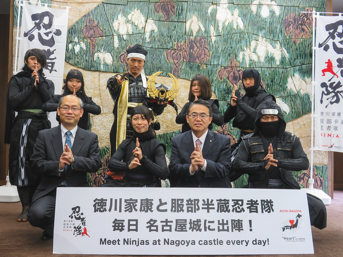 Tokugawa Ieyasu introduces newest Hattori Hanzo Ninja Team member to Aichi Governor Omura